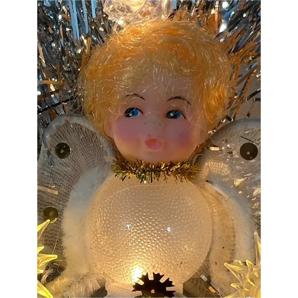 Vintage Mid Cenutry Angel Tree Topper Top or Christmas Decor Lighted Restored